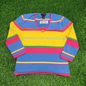 Vintage 90s Ralph-Lauren Sweater Women XS 17x21 Crop Striped Lightweight